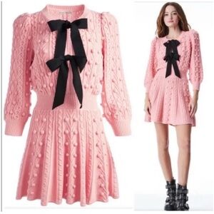 Alice + Olivia Pink Mini Dress with Black Bows